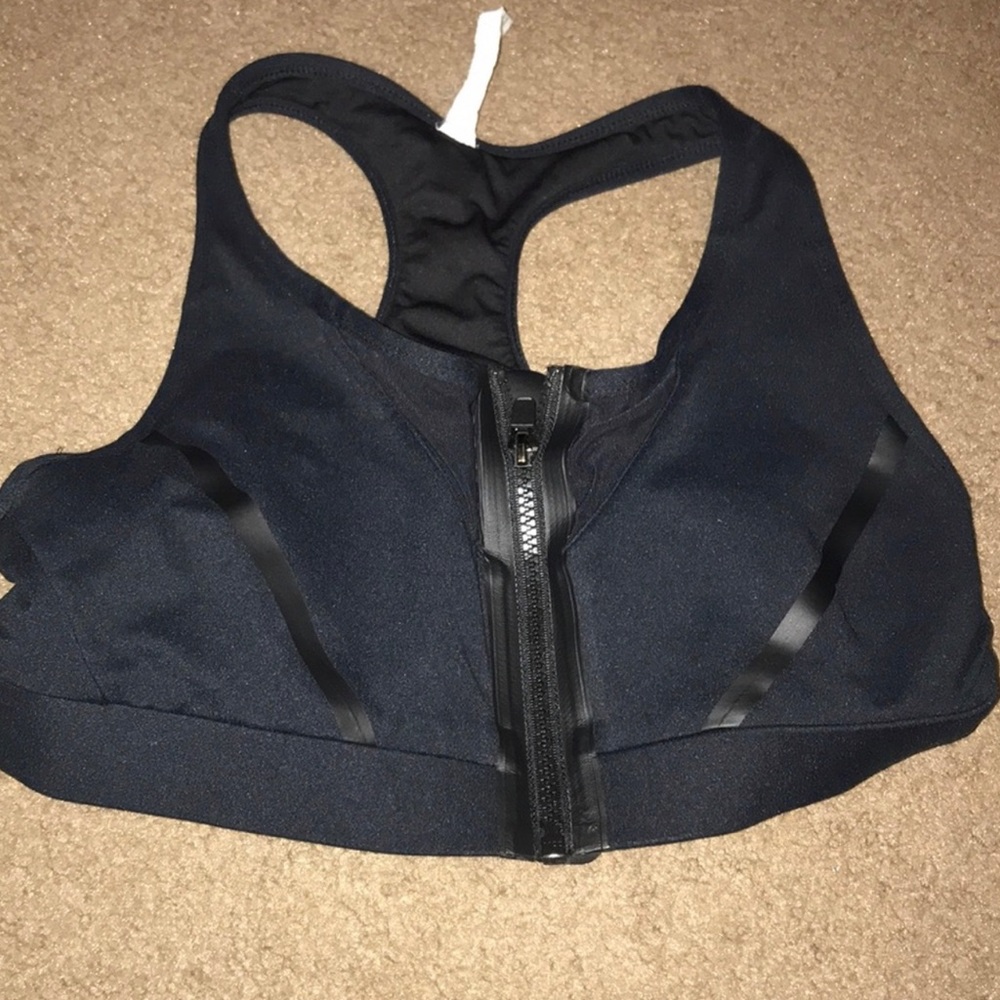 Fabletics black zip up sports bra